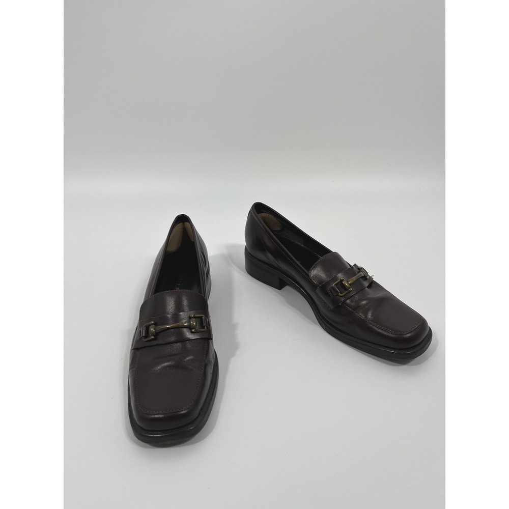 Womens‎ Leather Slip On Loafers 8.5 Brown Minimalist Chic Quiet Luxury Old Money